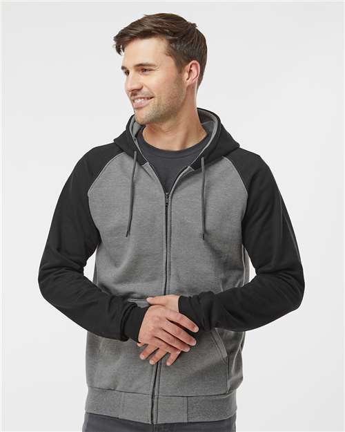 King Fashion Fleece Raglan Hooded Full-Zip Sweatshirt - KF4048