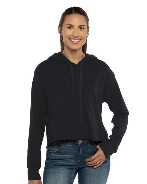 Next Level Women's Laguna Sueded Raw Edge Crop Hoodie Sweatshirt - 9384
