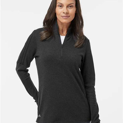 Adidas Women's 3-Stripe Quarter-Zip Sweater Pullover - A555