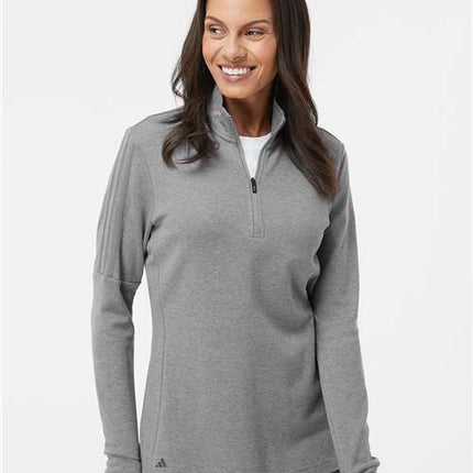 Adidas Women's 3-Stripe Quarter-Zip Sweater Pullover - A555