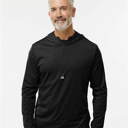 Adidas Men's Lightweight Performance Quarter-Zip Hooded Pullover - A596
