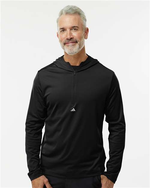 Adidas Men's Lightweight Performance Quarter-Zip Hooded Pullover - A596