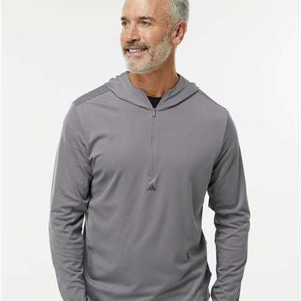 Adidas Men's Lightweight Performance Quarter-Zip Hooded Pullover - A596