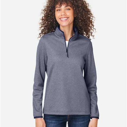 Core 365 Women's Venture Heathered Stripe Quarter-Zip Pullover - CE73W