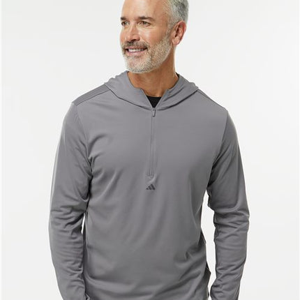 Adidas Men's Lightweight Performance Quarter-Zip Hooded Pullover - A596