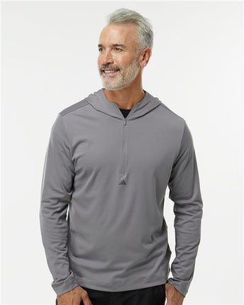 Adidas Men's Lightweight Performance Quarter-Zip Hooded Pullover - A596
