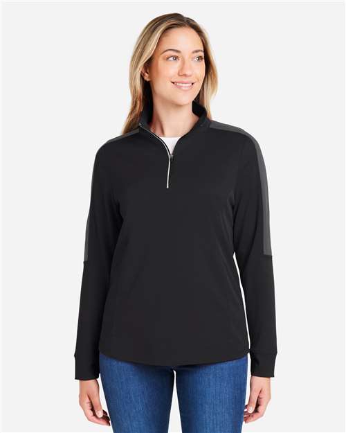 Core 365 Women's Market Snag Protect Mesh Colorblock Quarter-Zip Pullover - CE404W