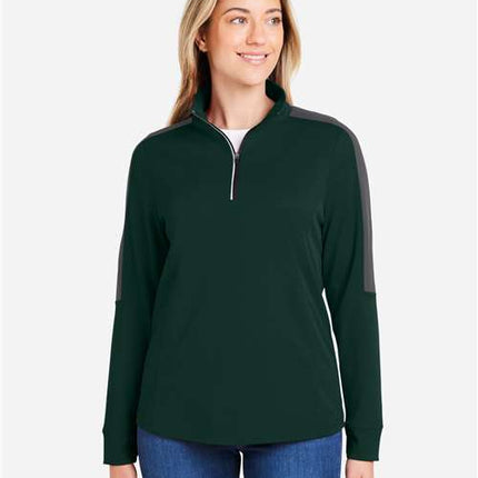 Core 365 Women's Market Snag Protect Mesh Colorblock Quarter-Zip Pullover - CE404W