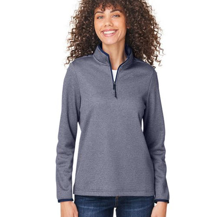 Core 365 Women's Venture Heathered Stripe Quarter-Zip Pullover - CE73W