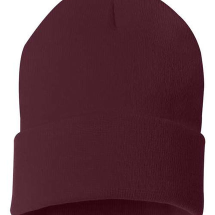 Sportsman 12" Solid Cuffed Beanie - SP12