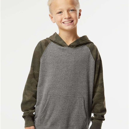 Independent Trading Co Youth Lightweight Special Blend Raglan Hooded Sweatshirt - PRM15YSB