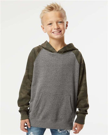 Independent Trading Co Youth Lightweight Special Blend Raglan Hooded Sweatshirt - PRM15YSB