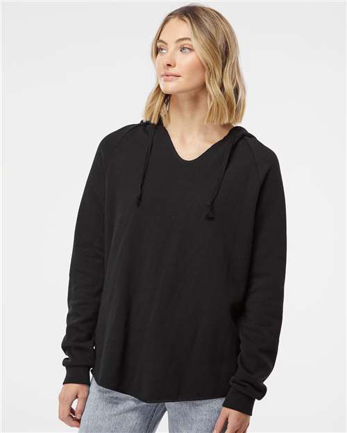 Independent Trading Co Women’s Lightweight California Wave Wash Hooded Sweatshirt - PRM2500