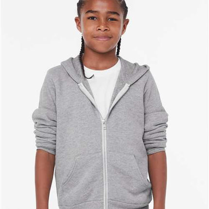 Bella + Canvas Youth Sponge Fleece Full-Zip Hoodie Sweatshirt - 3739Y