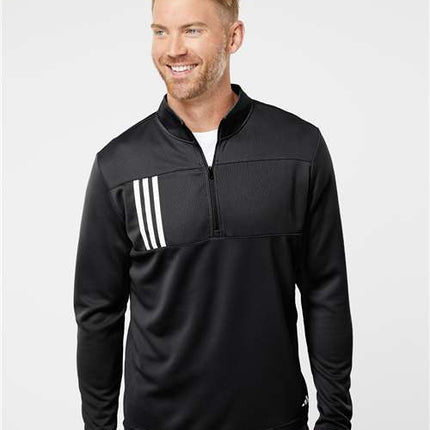 Adidas Men's 3-Stripes Double Knit Quarter-Zip Pullover - A482