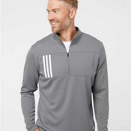 Adidas Men's 3-Stripes Double Knit Quarter-Zip Pullover - A482