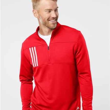 Adidas Men's 3-Stripes Double Knit Quarter-Zip Pullover - A482