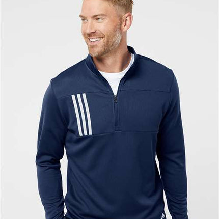 Adidas Men's 3-Stripes Double Knit Quarter-Zip Pullover - A482
