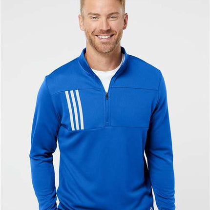 Adidas Men's 3-Stripes Double Knit Quarter-Zip Pullover - A482