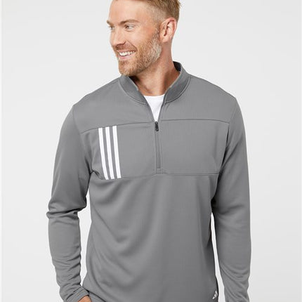 Adidas Men's 3-Stripes Double Knit Quarter-Zip Pullover - A482