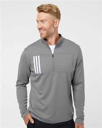 Adidas Men's 3-Stripes Double Knit Quarter-Zip Pullover - A482