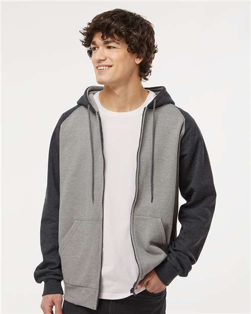 King Fashion Fleece Raglan Hooded Full-Zip Sweatshirt - KF4048