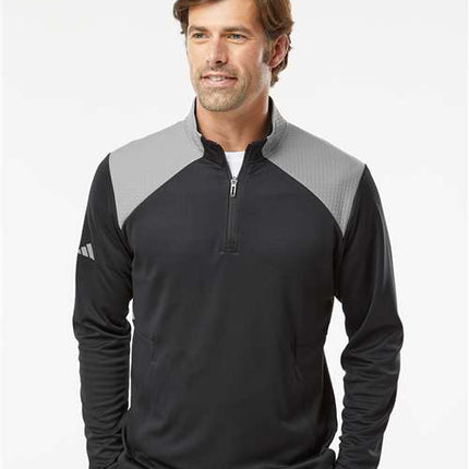 Men's Textured Mixed Media Quarter-Zip Pullover